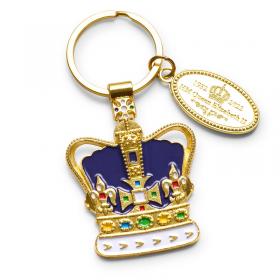 platinum jubilee gold and purple st george's queen's crown keyring june 2022